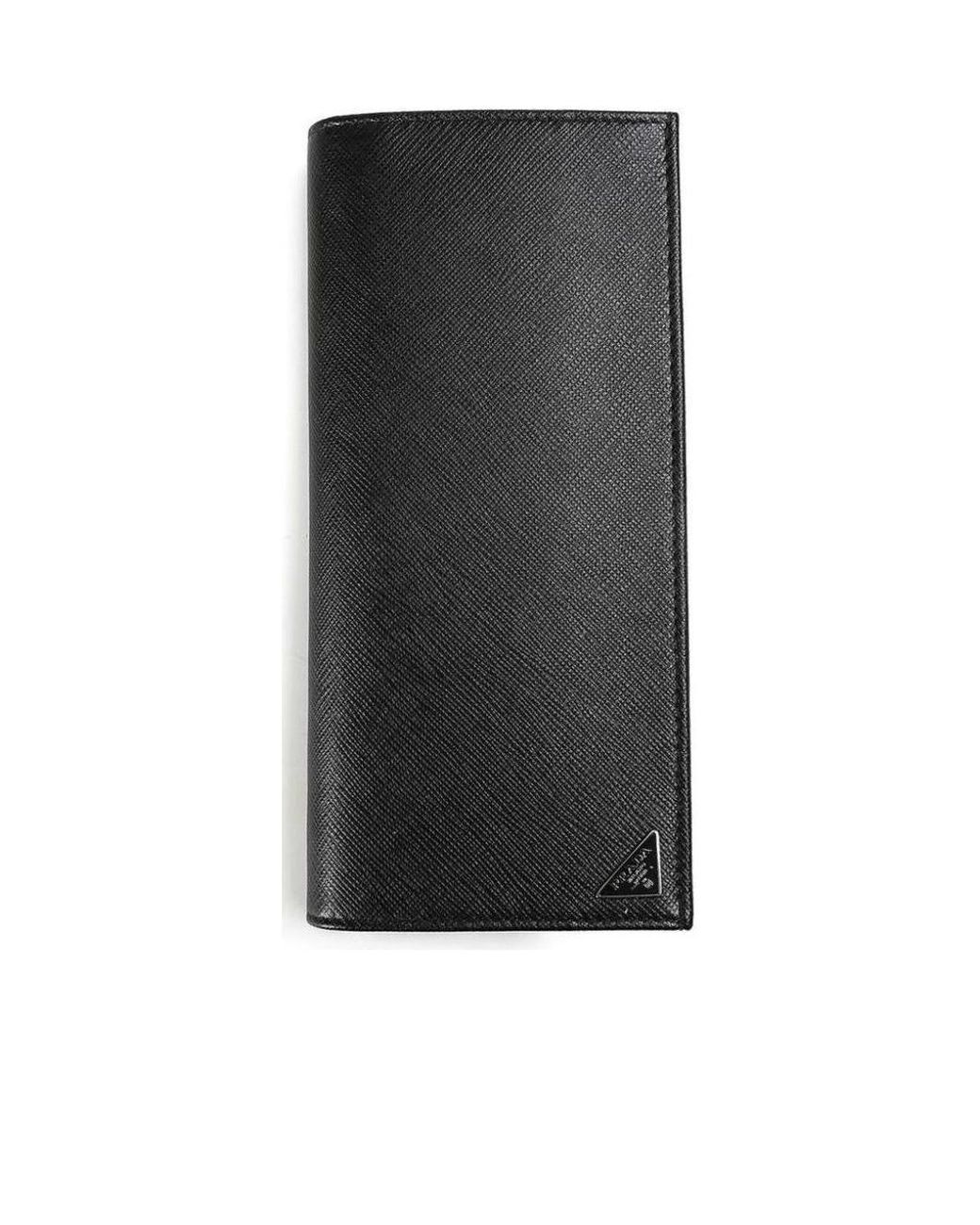 Prada Black Logo-Plate Continental Wallet for men
