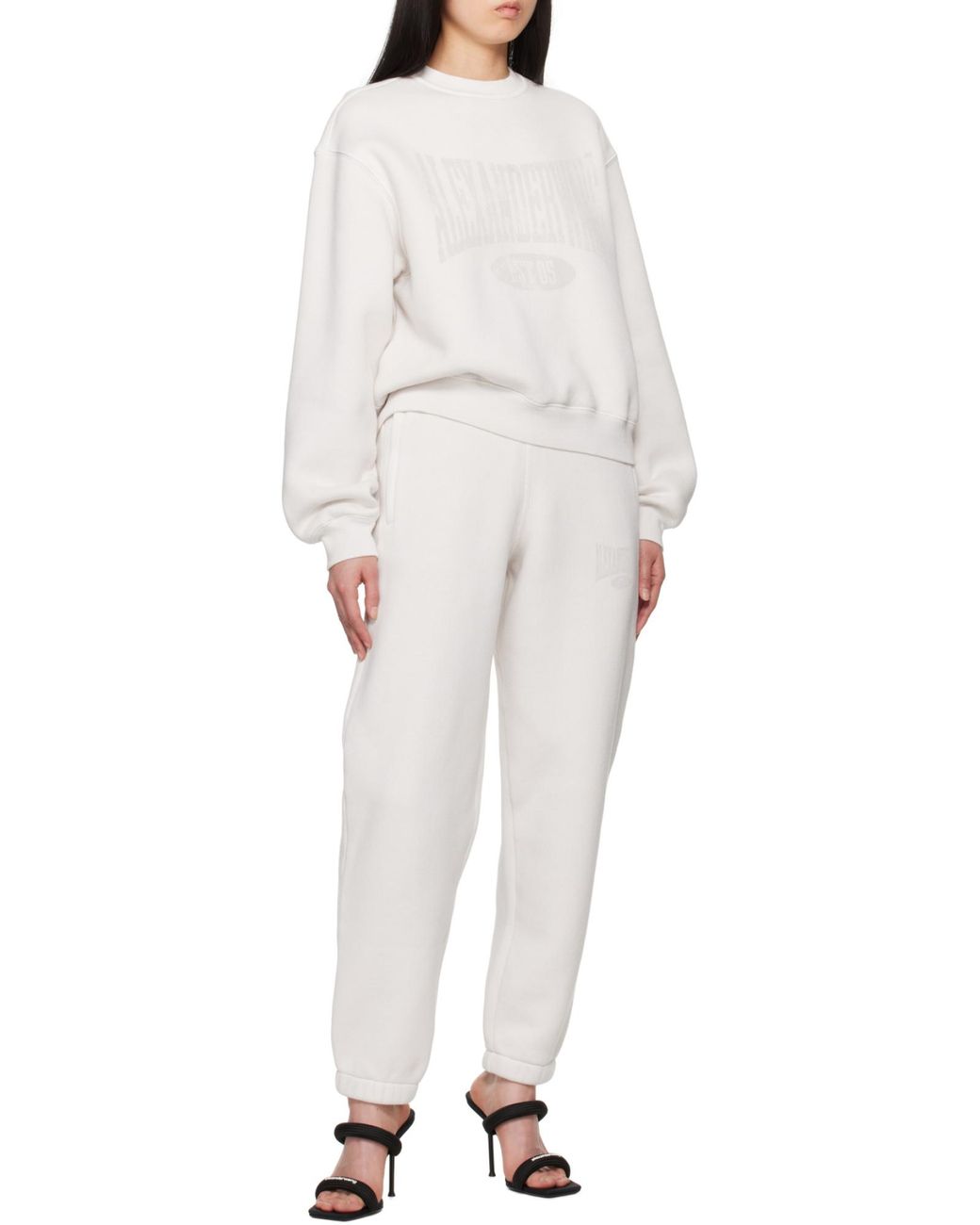 T By Alexander Wang White Logo Printed Drop Shoulder Sweatshirt