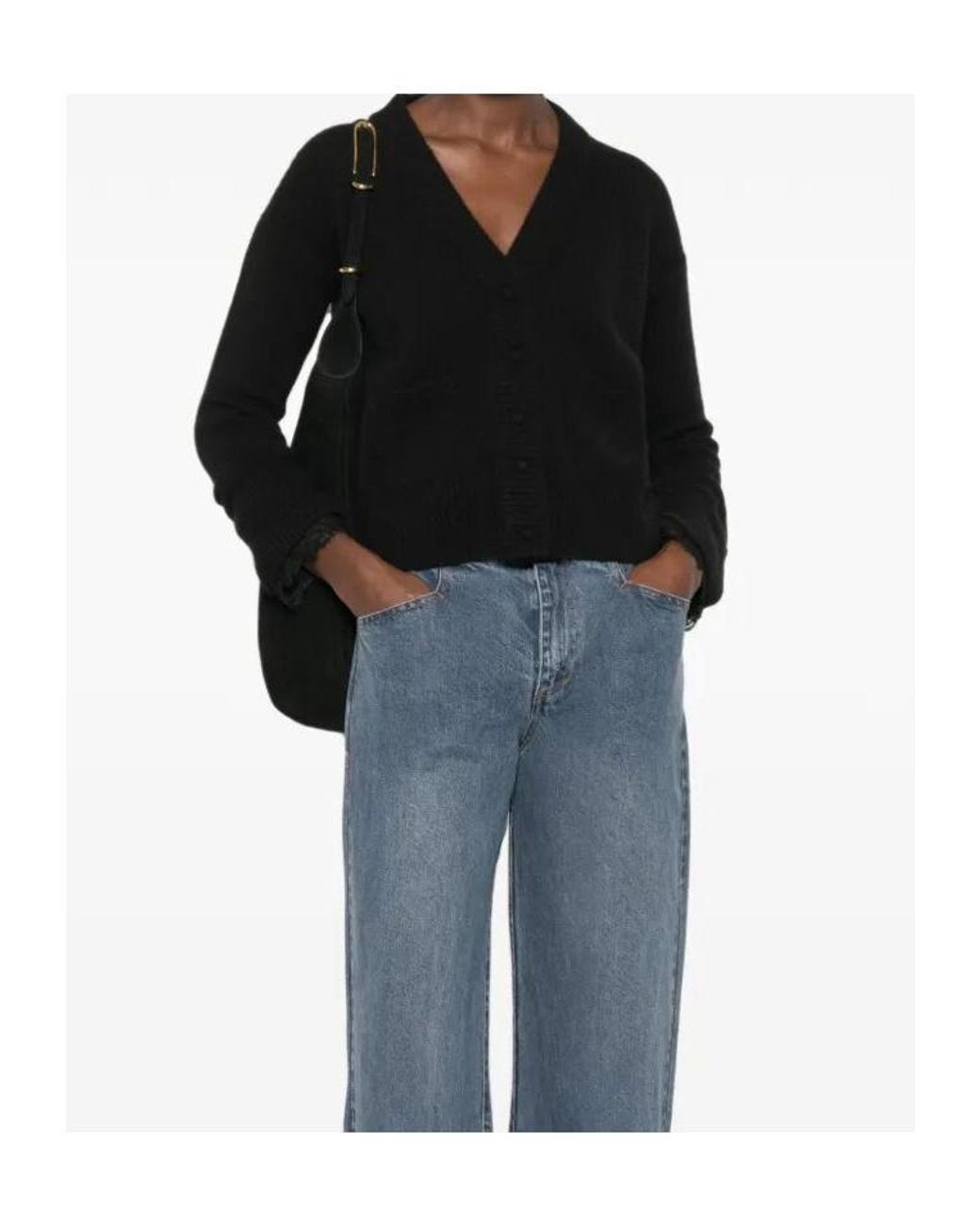Ermanno Scervino Black Lace-Trim Cashmere Cardigan