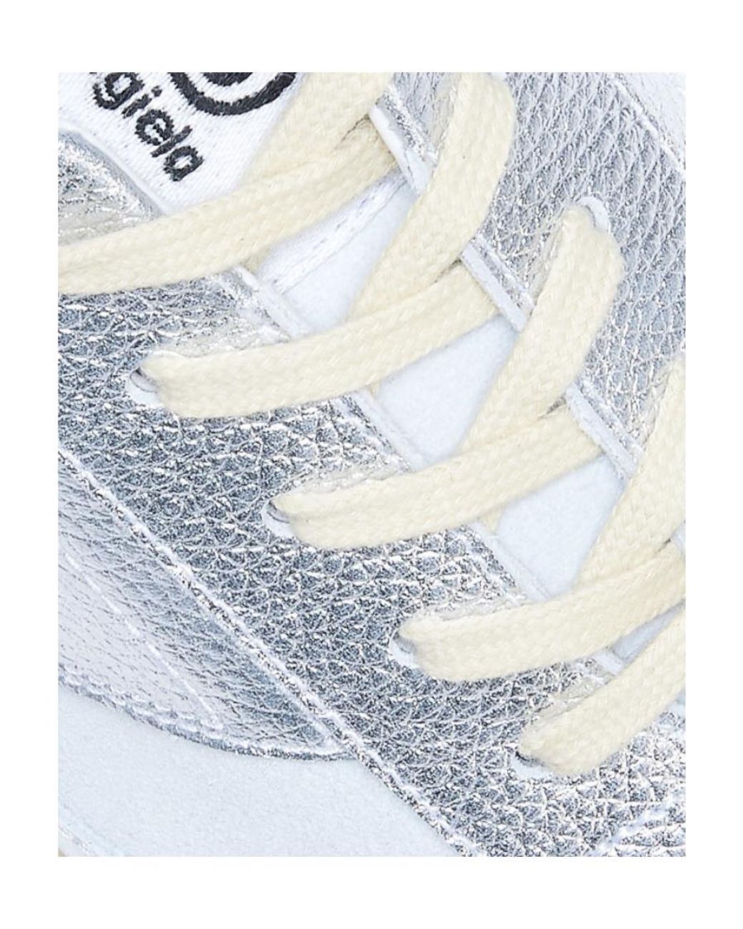 MM6 by Maison Margiela White 6 Court Lamé Sneakers