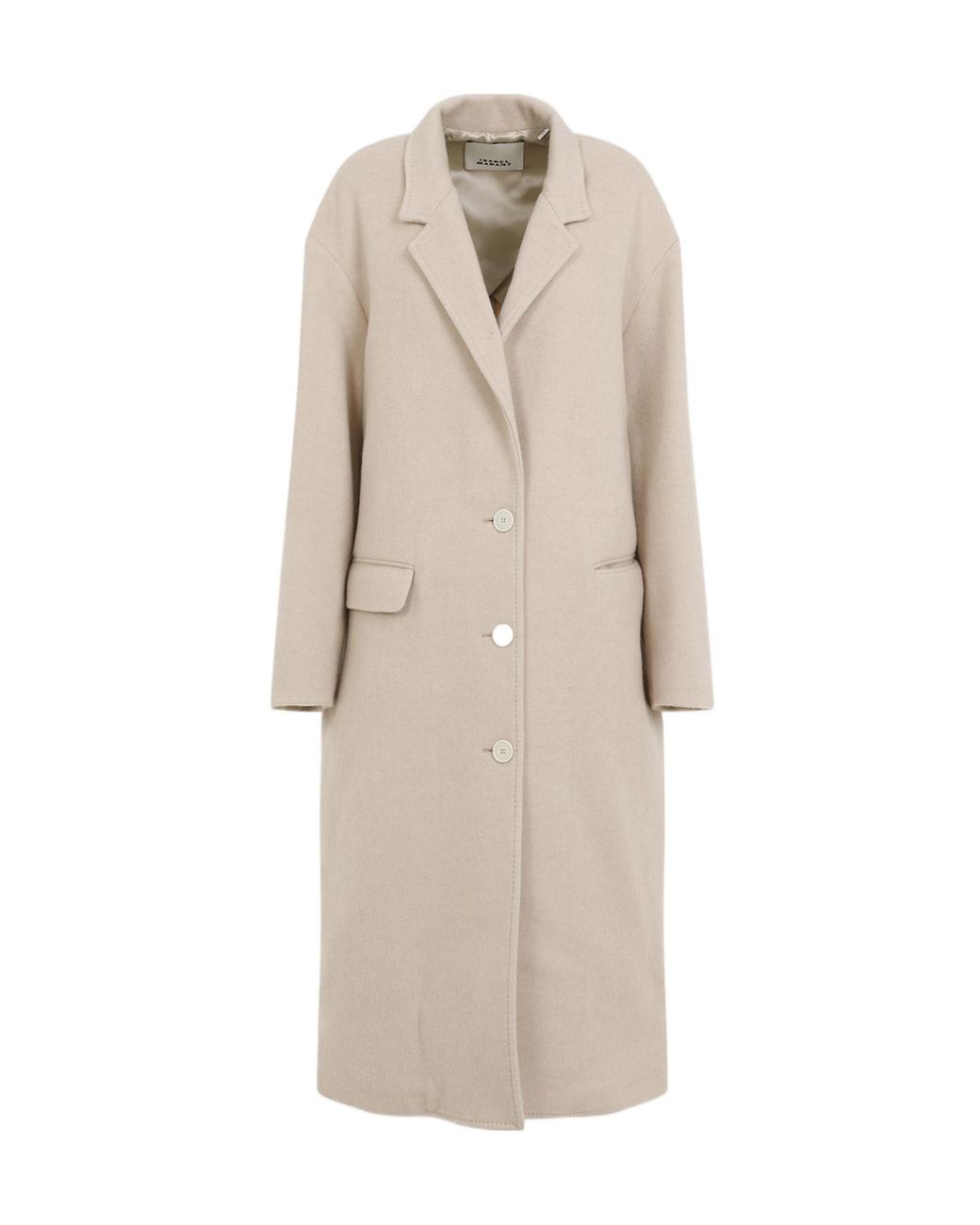 Isabel Marant Natural Efezia Single-Breasted Straight Hem Coat