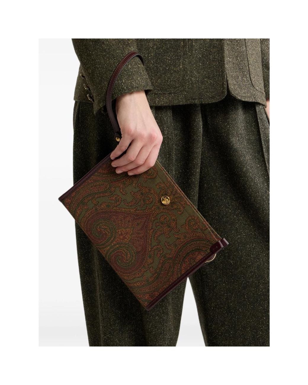 Etro Brown Paisley Clutch Bag