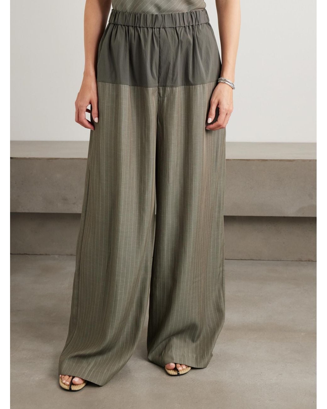 St. Agni Green Pinstriped Trousers