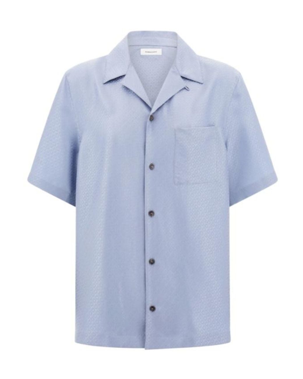 Ferragamo Blue Short Sleeve Silk Shirt for men