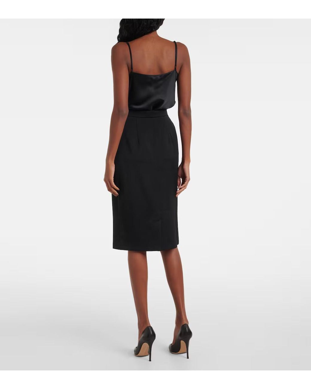 Alessandra Rich Black Virgin Wool Pencil Skirt