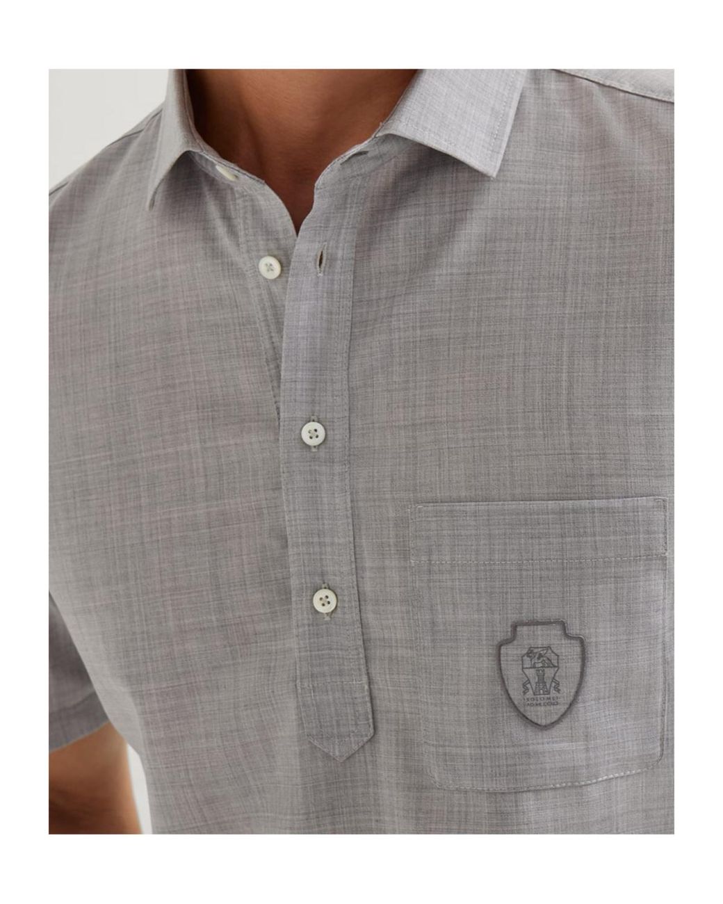 Brunello Cucinelli Gray Logo Detailed Short Sleeved Polo Shirt for men