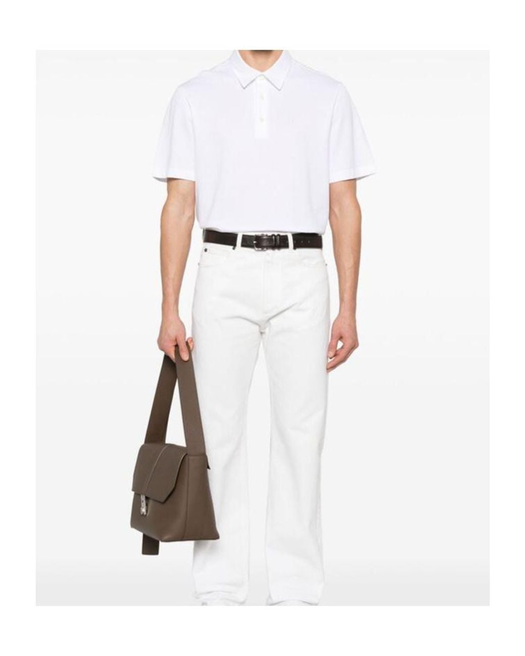 Brioni White Short Sleeve Polo Shirt for men
