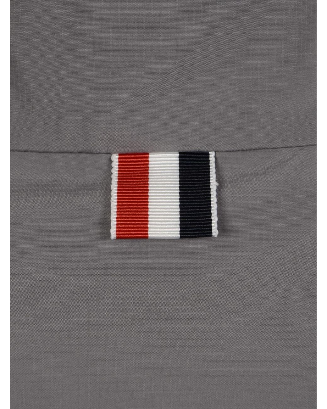 Thom Browne Gray 4-Bar Stripe Detailed Zipped Windbreaker for men
