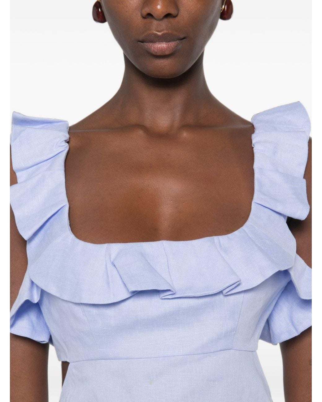 Zimmermann Blue Ruffled Cut-Out Mini Dress