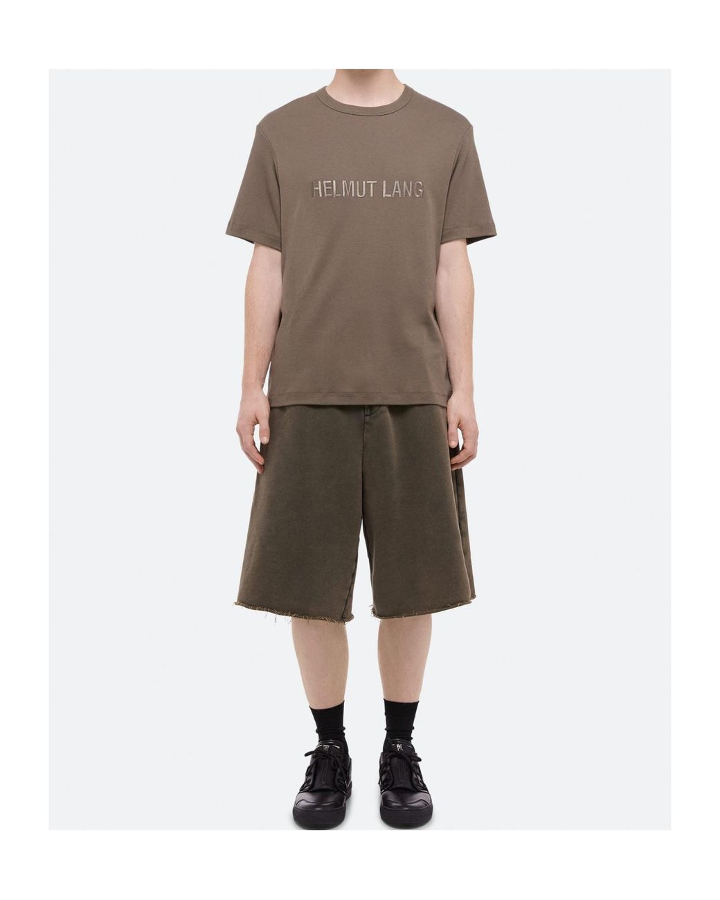 Helmut Lang Brown Embroidered-Logo T-Shirt for men