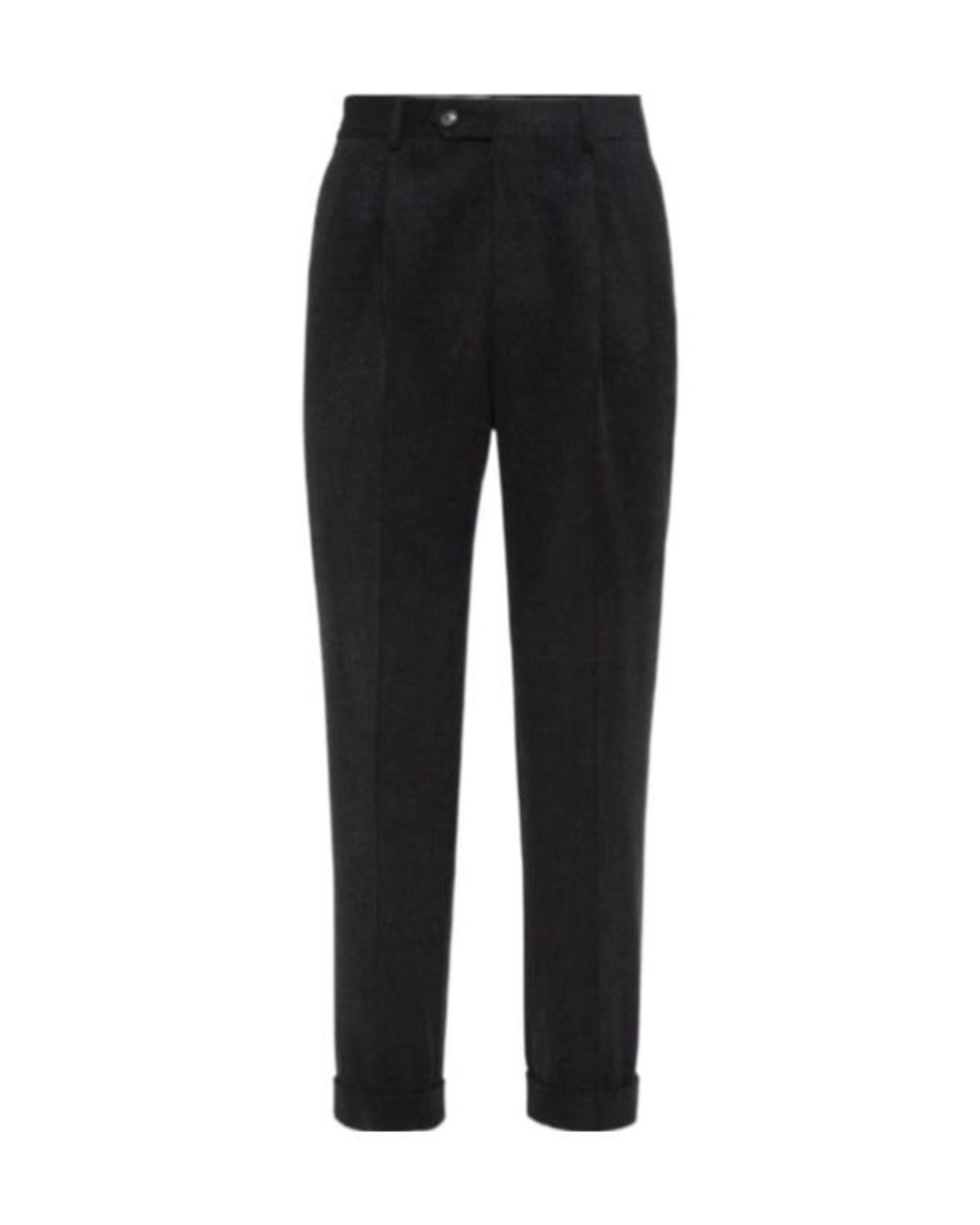 Brunello Cucinelli Black Pleated Tapered Trousers for men