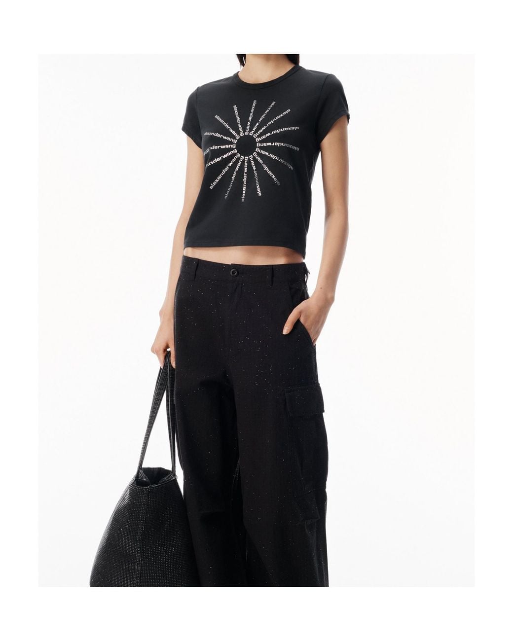 Alexander Wang Black Logo Detailed Crewneck T-Shirt