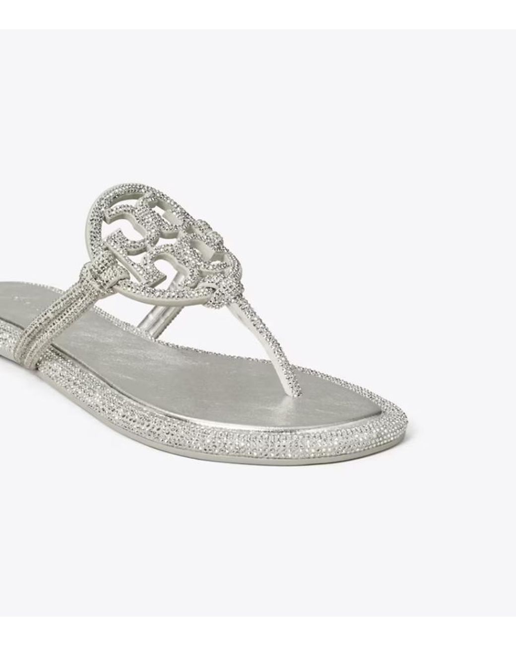 Tory Burch White Crystal Embellished Sandal