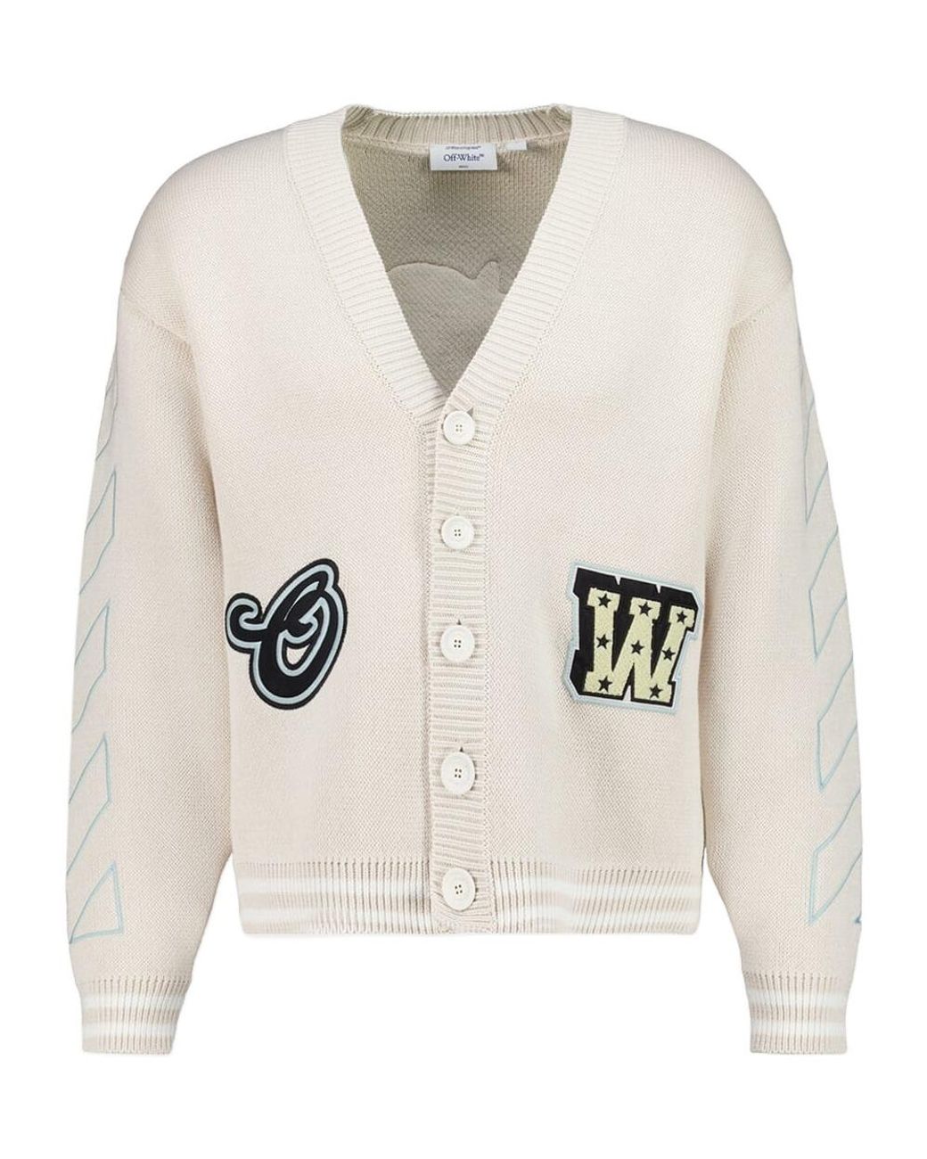 Off-White c/o Virgil Abloh White Star Logo Diagonal Varsity Knit Cardigan for men