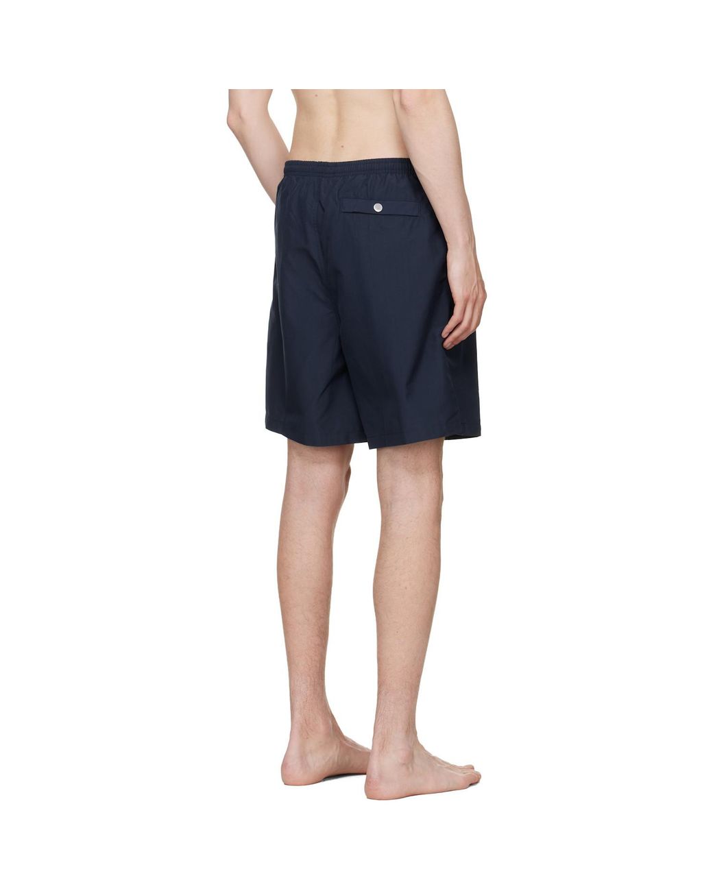AMI Blue Logo Plain Elasticated Waistband Swim Shorts for men
