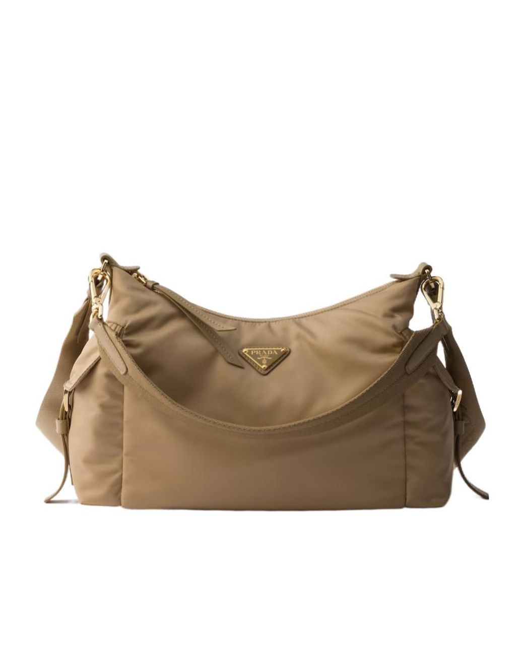 Prada Natural Explore Large Re-Nylon And Leather Bag
