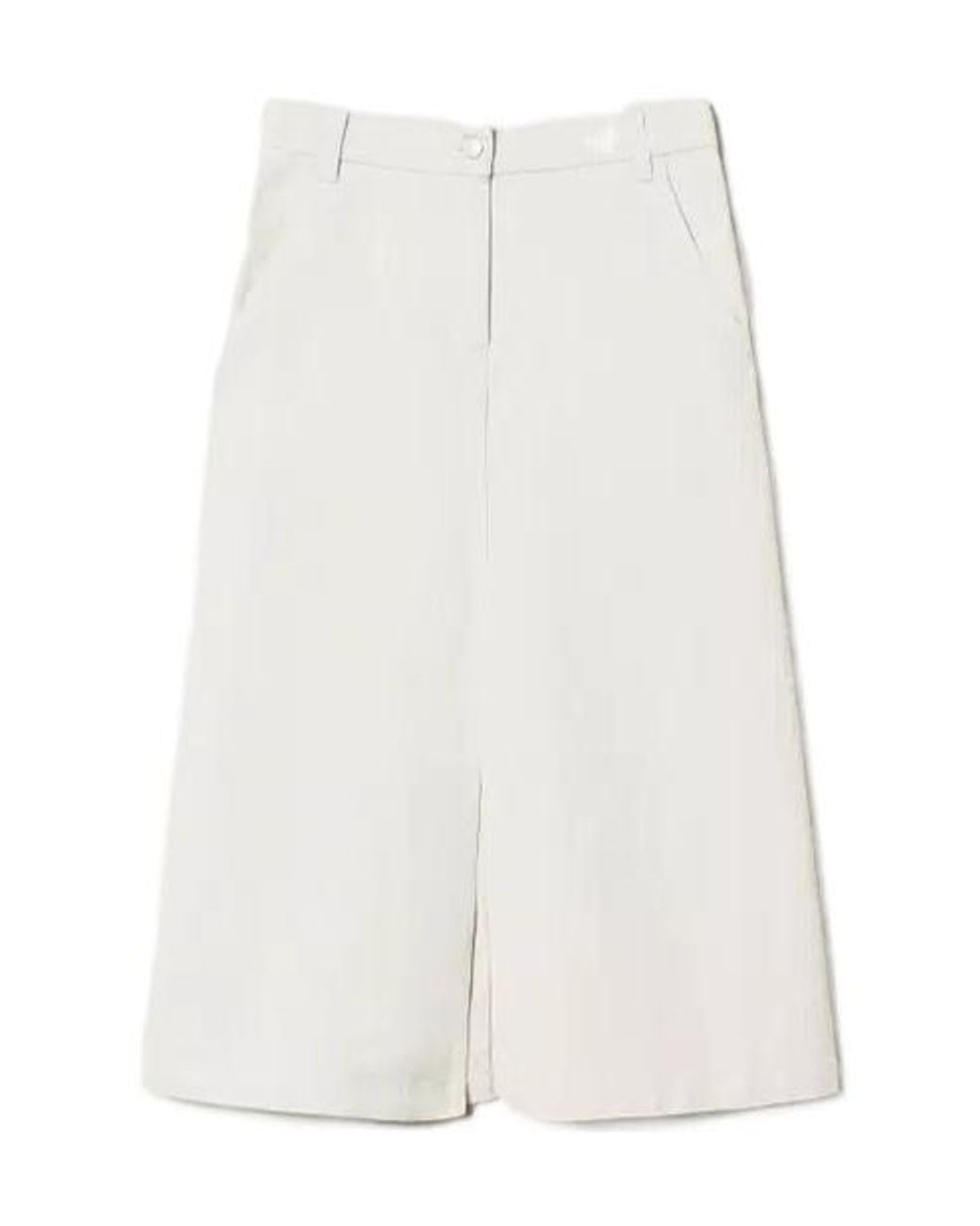 Twinset White Organic Cotton Midi Skirt