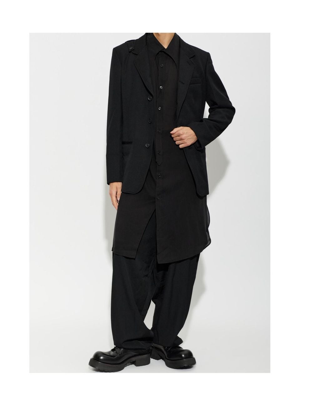 Yohji Yamamoto Black High Waist Wide-Leg Pants for men