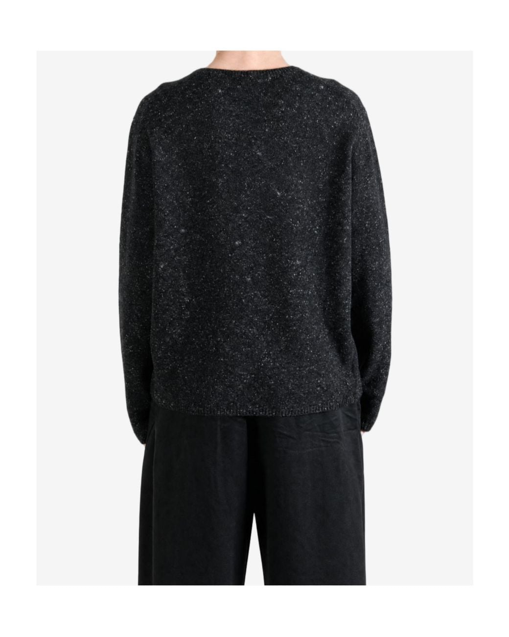 Auralee Black Flecked-Knit Crew-Neck Sweater for men