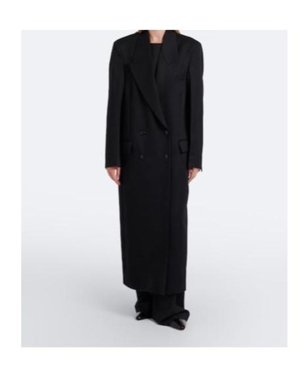 Rohe Black Double-Breasted Virgin Wool Coat