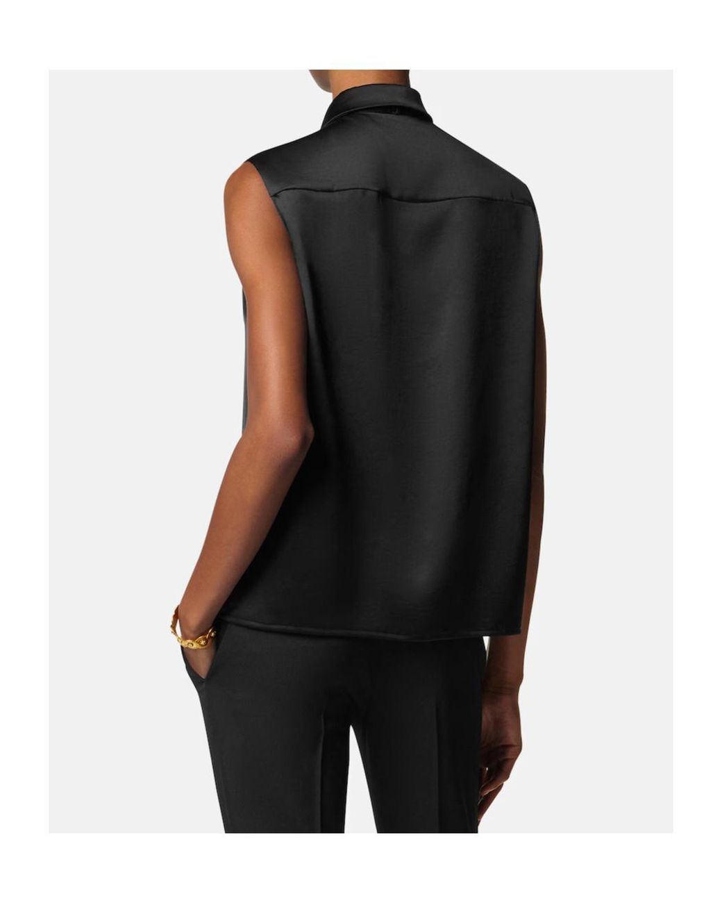 Versace Black Decorative Tie Sleeveless Top