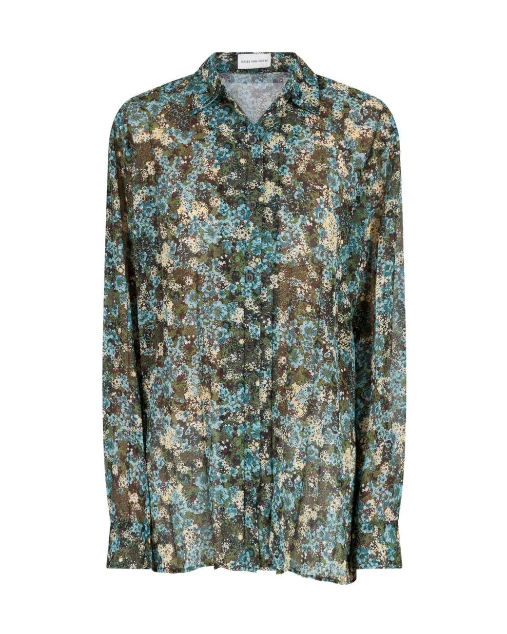 Dries Van Noten Green Pleated Shirt