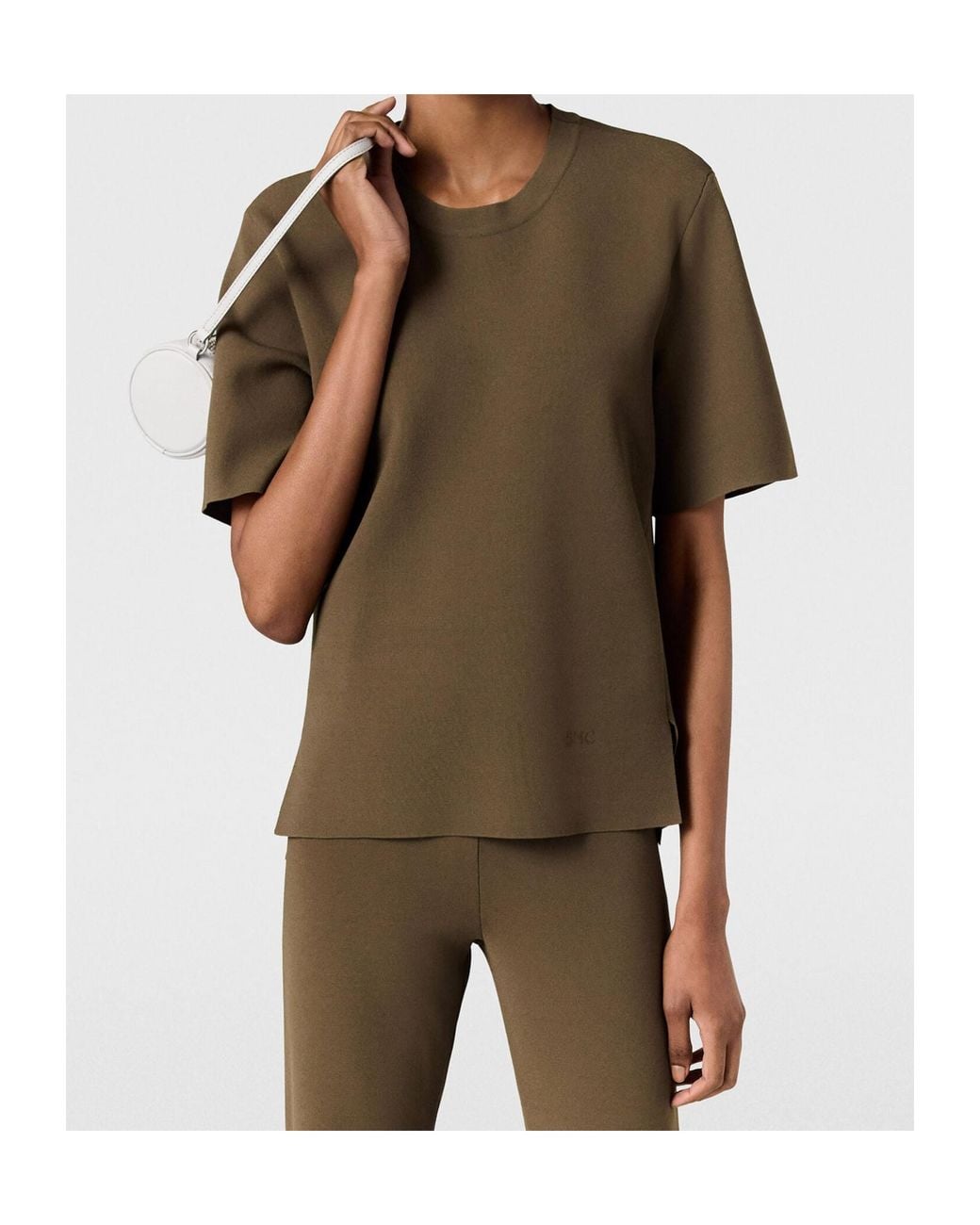 Stella McCartney Brown Smc Embroidered Side-Slit T-Shirt