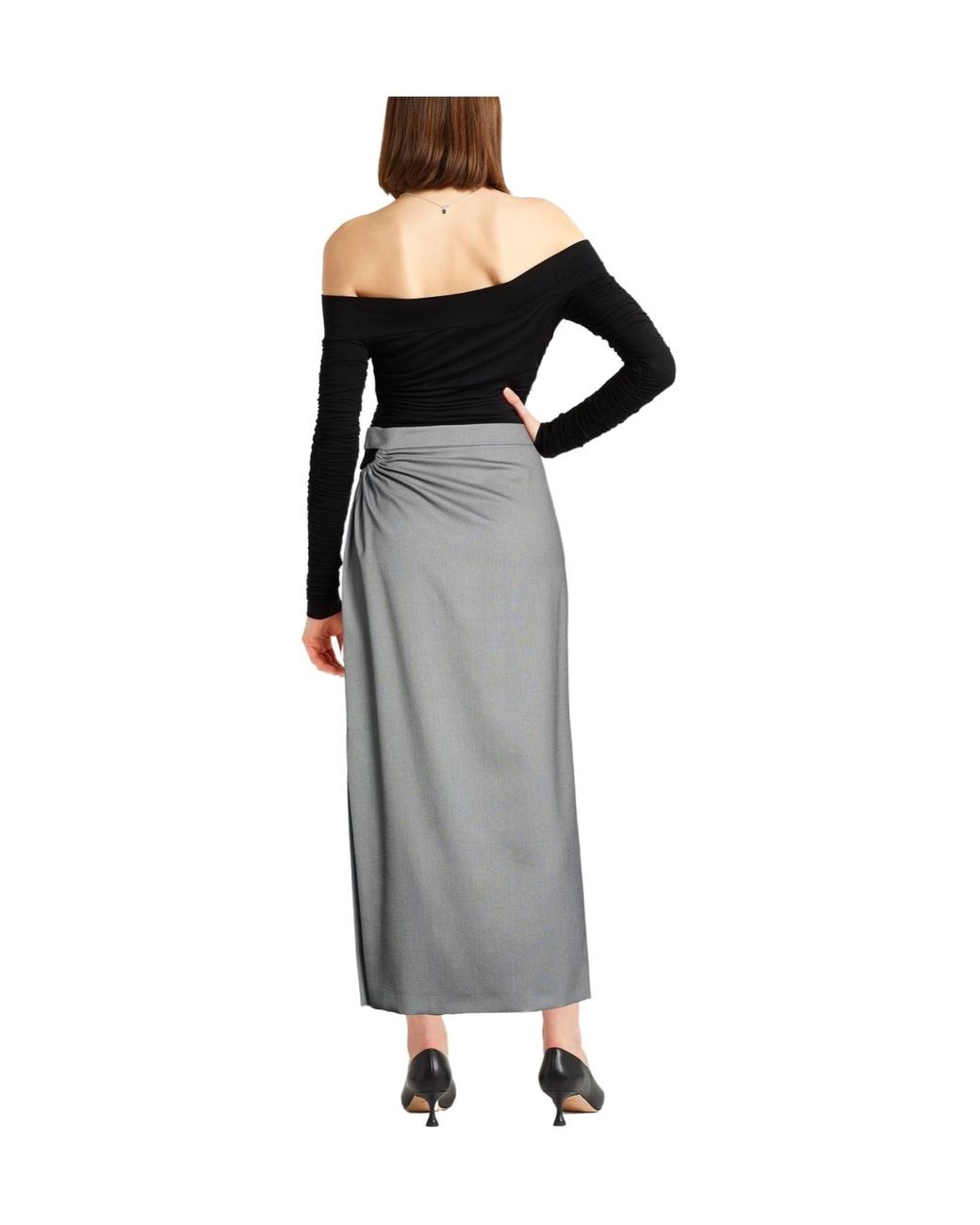 Max Mara Gray Solid Color Wool Pencil Skirt