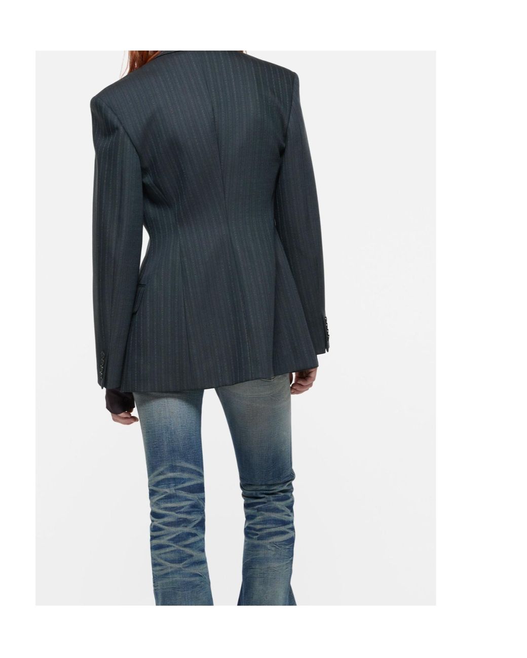 Acne Blue Pinstripe Wool Suit Jacket