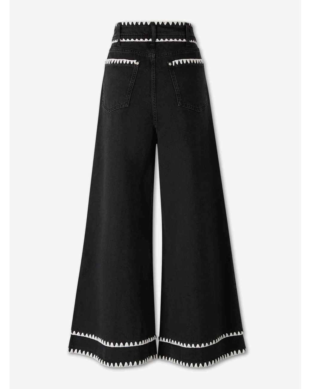 Farm Rio Black Crochet-Embroidered Jeans