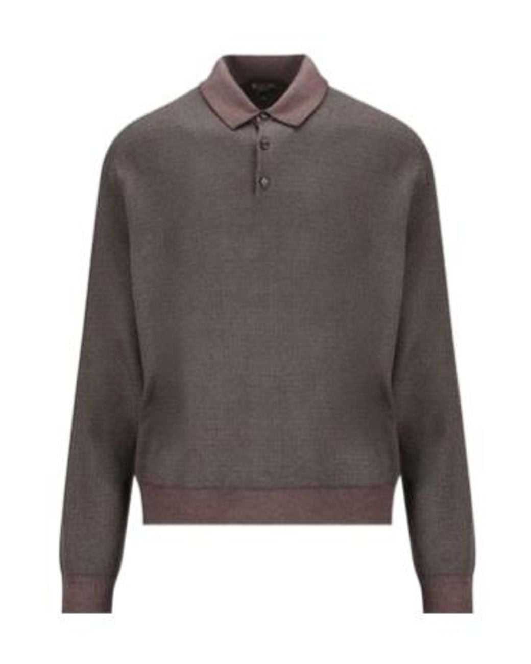 Loro Piana Gray Long-Sleeved Buttoned Polo Shirt for men