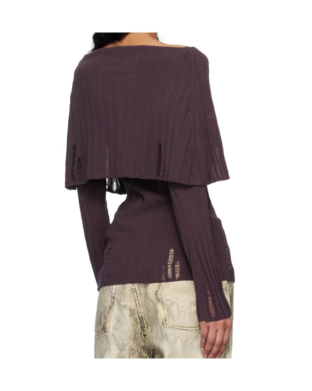 Acne Purple Rib Knitted Cardigan