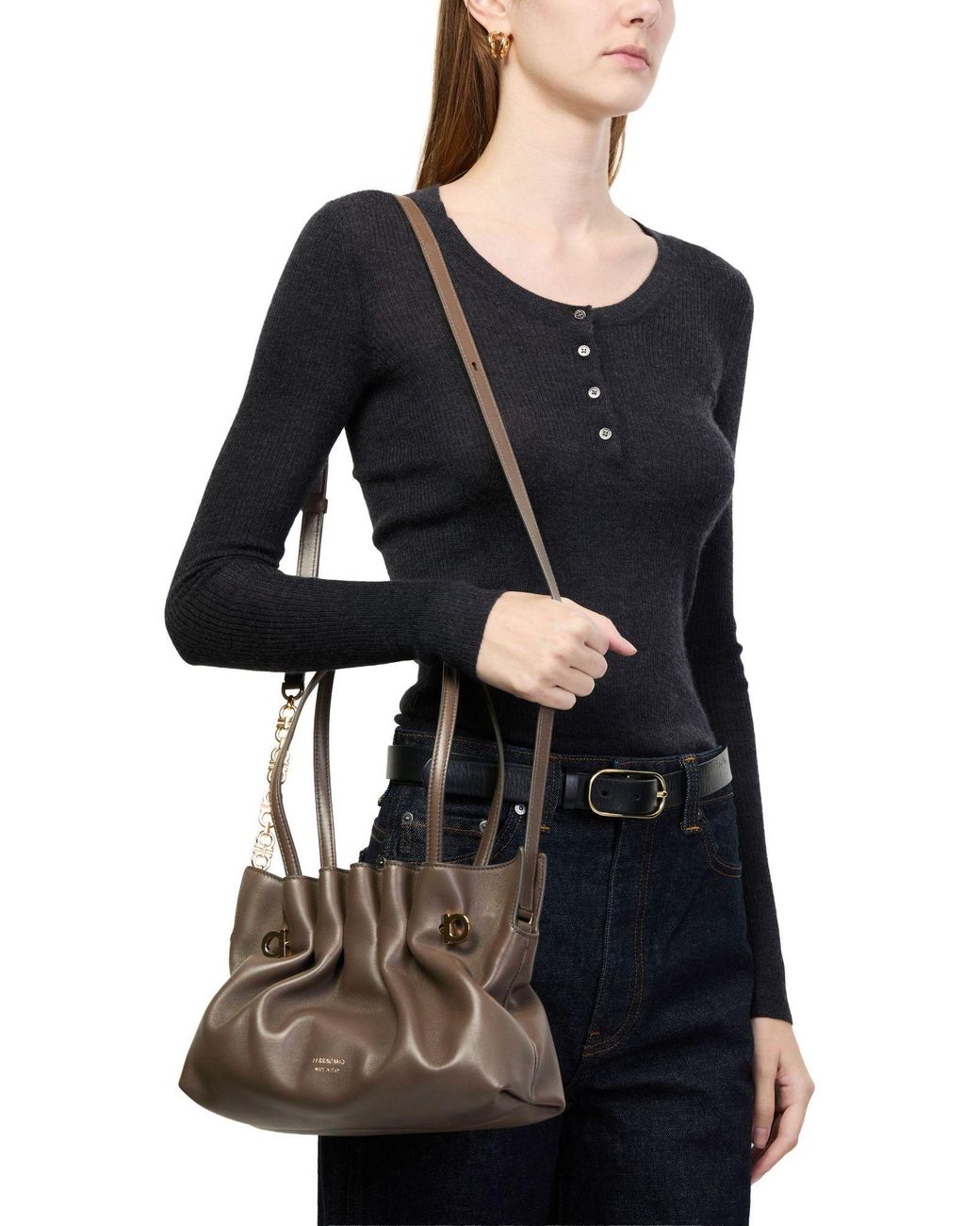 Ferragamo Brown Soft Hand Bag
