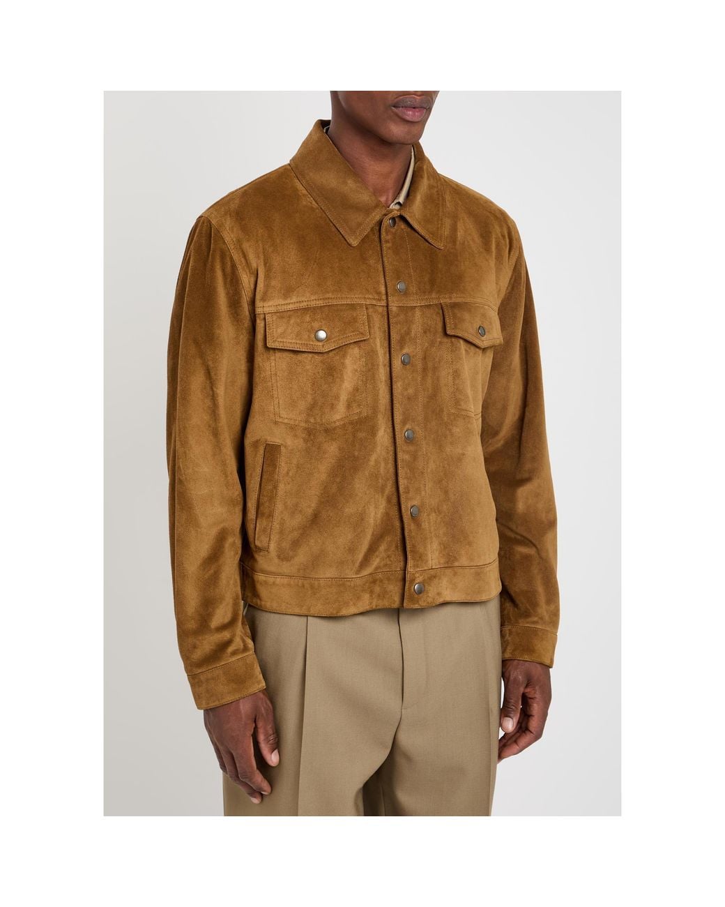 Saint Laurent Brown Oversized-Fit Leather Jacket for men
