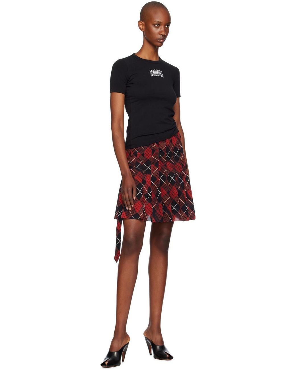 Jean Paul Gaultier Red Plaid-Check Mini Skirt