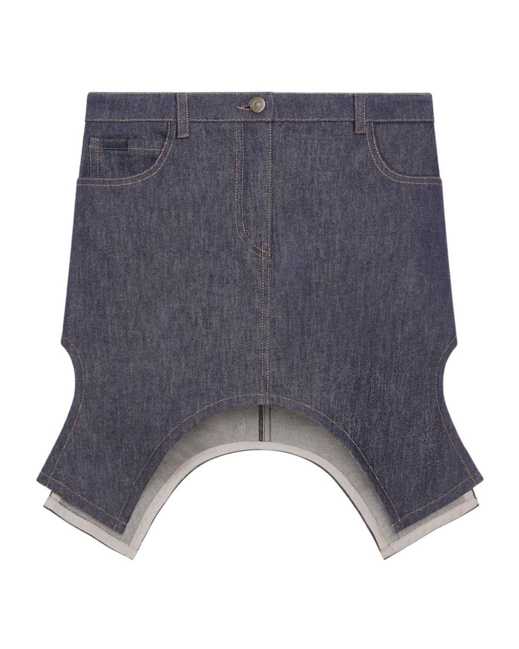 Courreges Blue Courrèges Mid-Rise Asymmetric-Hem Mini Skirt