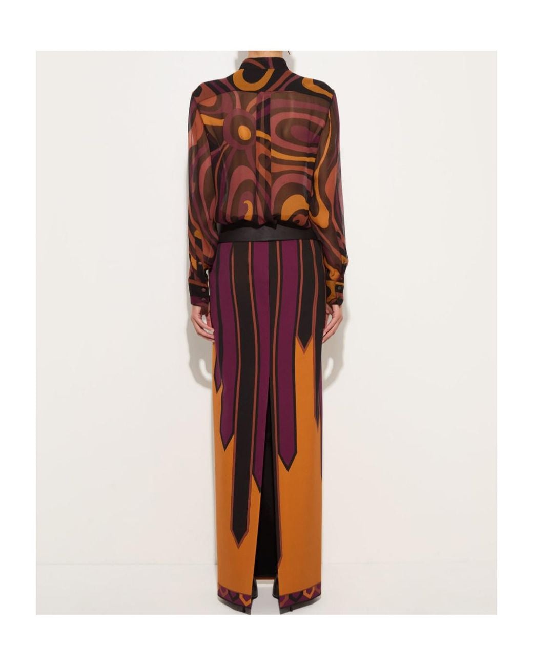 Emilio Pucci Orange Nastri Print Tecno Couture Skirt
