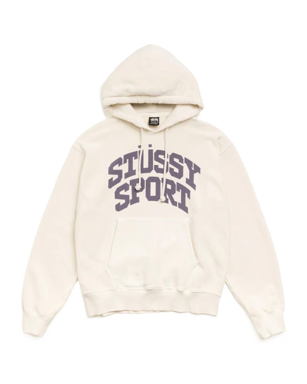 Stussy White Block Sport Hoodie Garment Dyed for men