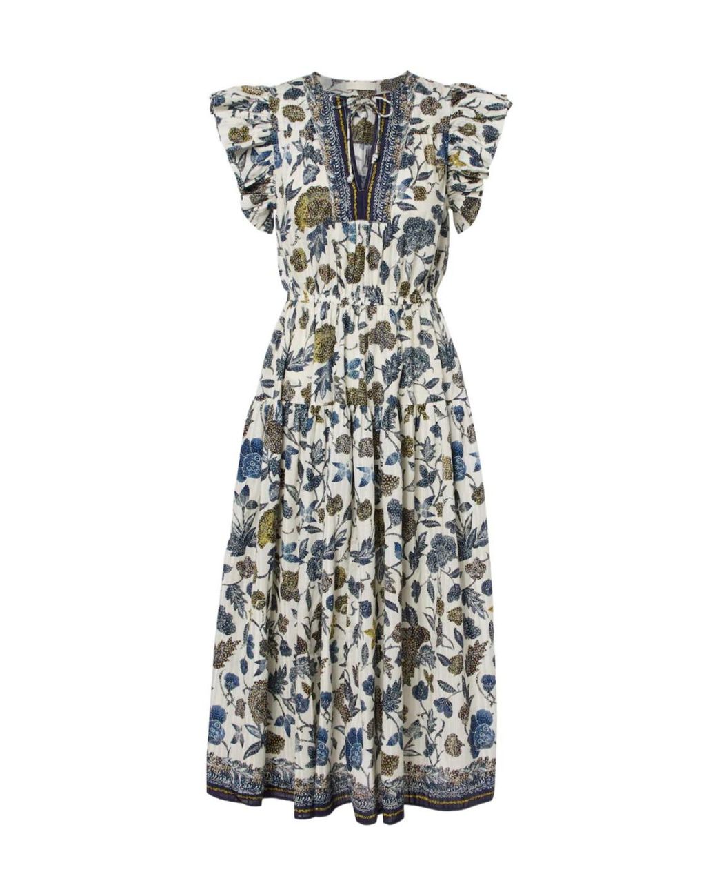 Ulla Johnson Multicolor Kairi Gathered Cotton-Blend Midi Dress