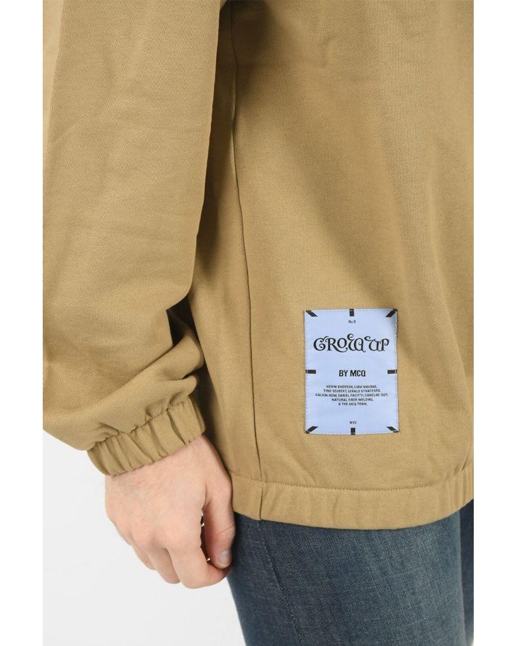McQueen Natural Patch-Detail Crew Neck Sweatshirt for men
