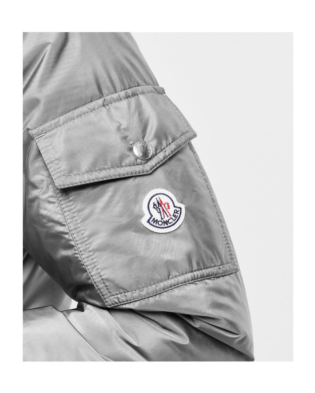 Moncler Gray Solid Bomber Jacket for men