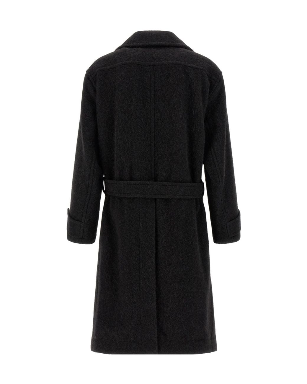 Lemaire Black Straight Hem Belted Coat for men