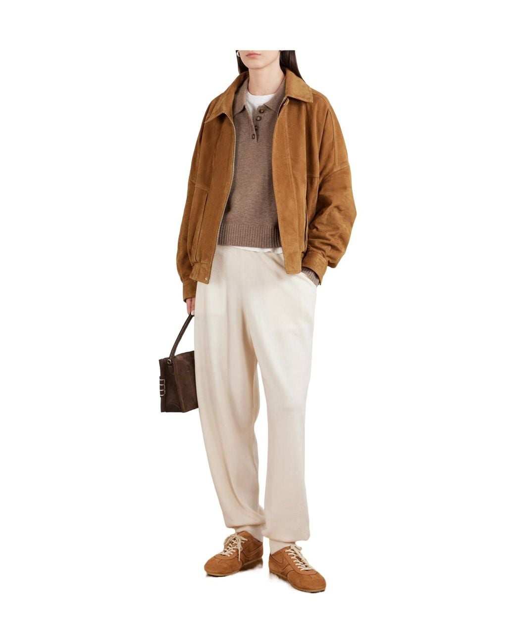 Allude White Cashmere-Blend Tapered Pants