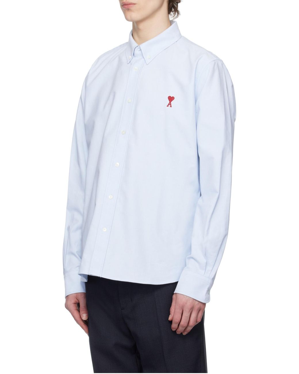 AMI Blue Ami Ami De Coeur Long Sleeved Shirt for men