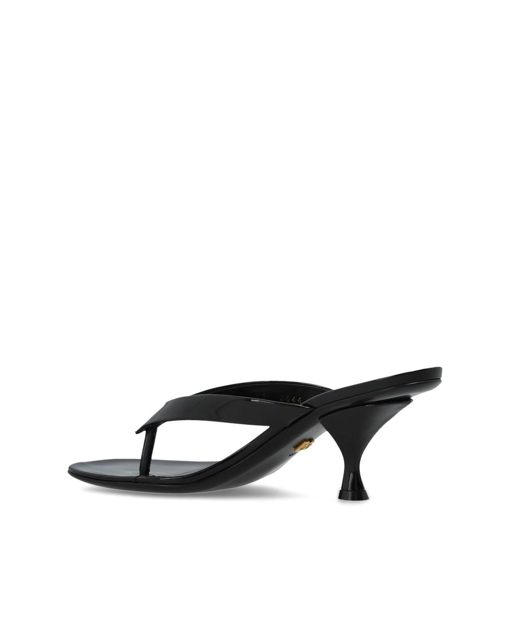 Dolce & Gabbana Black Logo Thong Heeled Sandals