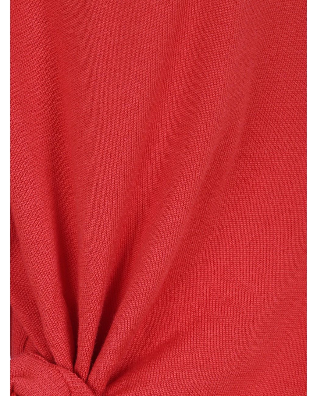 Magda Butrym Red Rosette-Detail Asymmetric Sweater