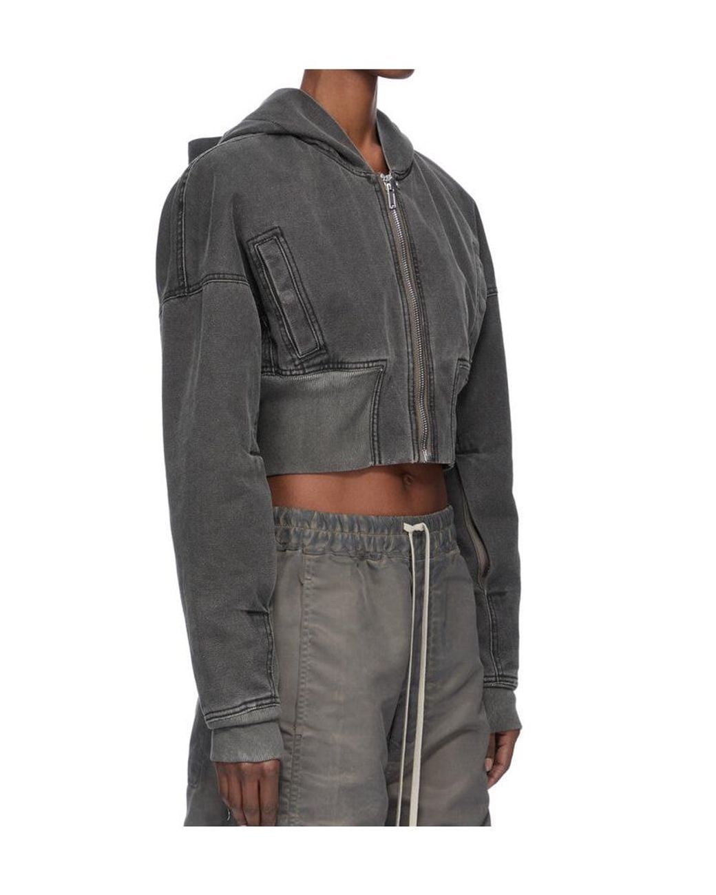 Rick Owens Gray Cropped Bomber Jacket