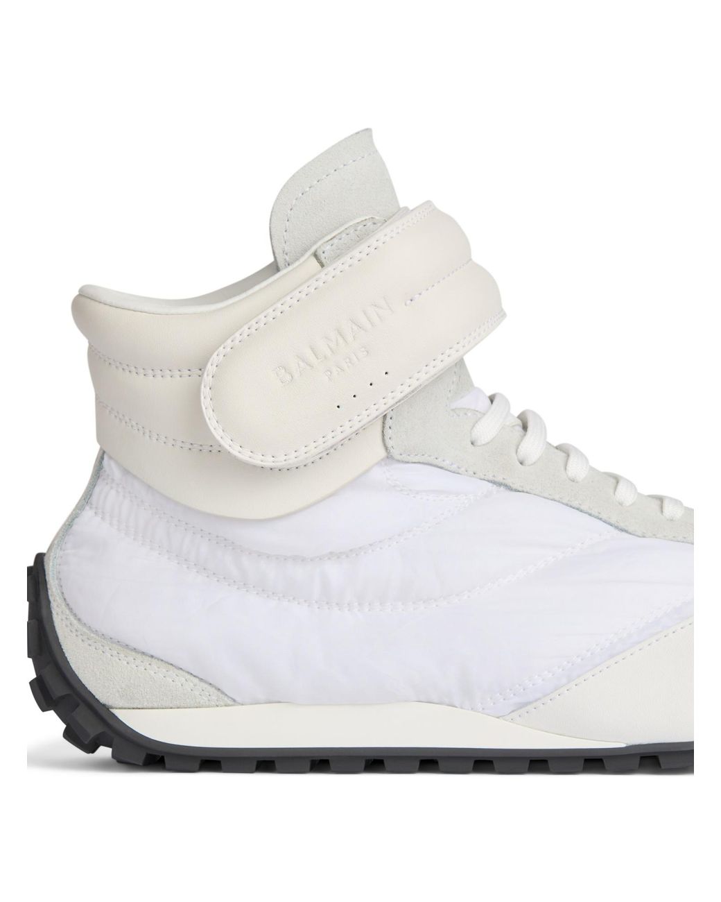 Balmain White Racing Mid-Top Trainers for men