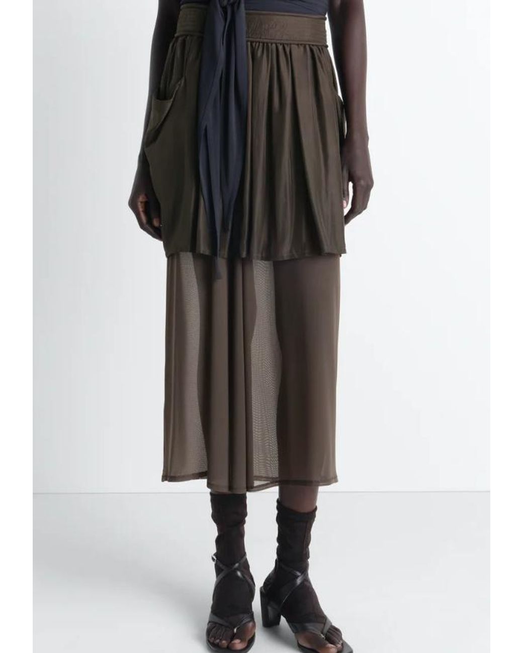 Lemaire Gray Pockets Draped Asymmetric Skirt