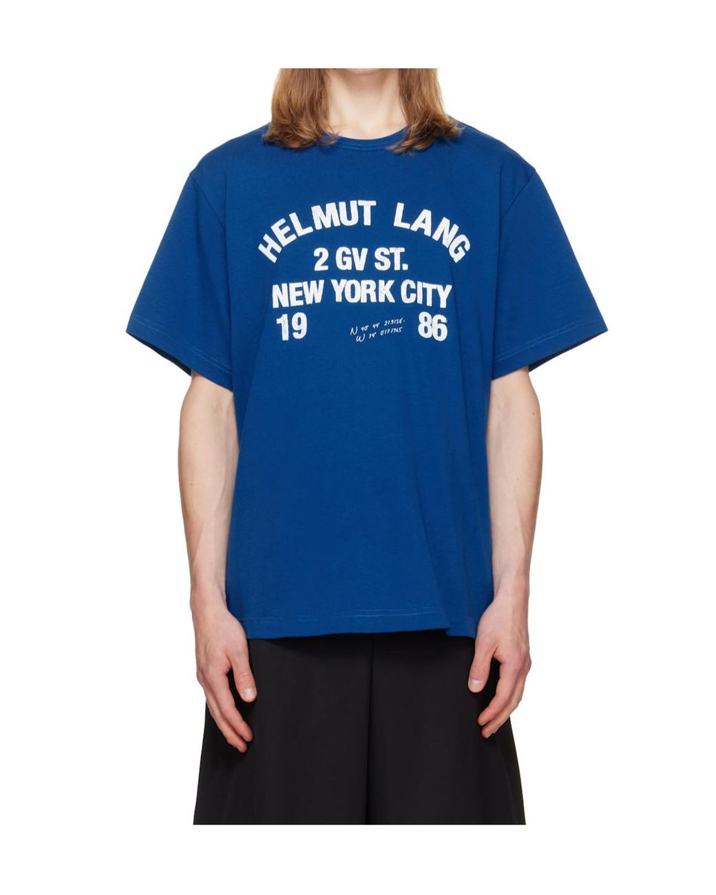 Helmut Lang Blue Graphic T-Shirts for men